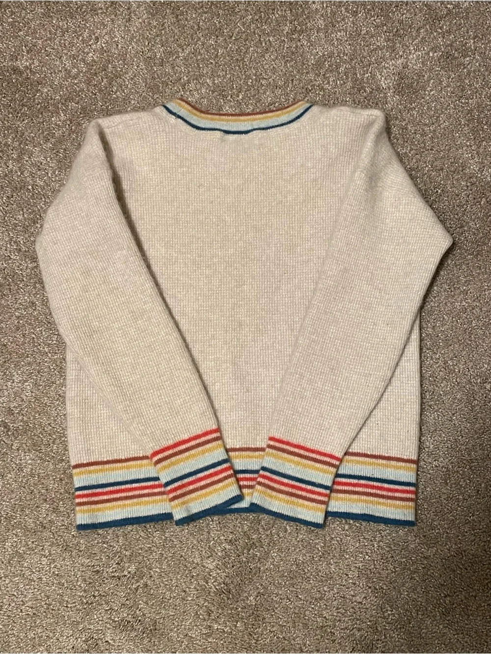 Madewell Cashmere Rainbow Trim Crewneck Sweater